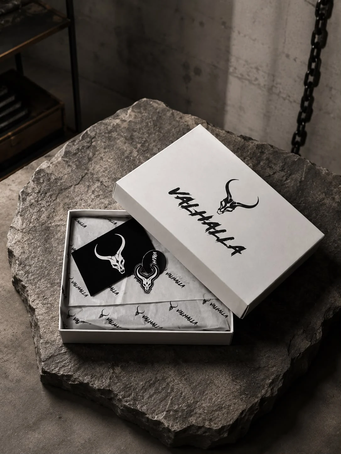 VALHALLA original product box and labels